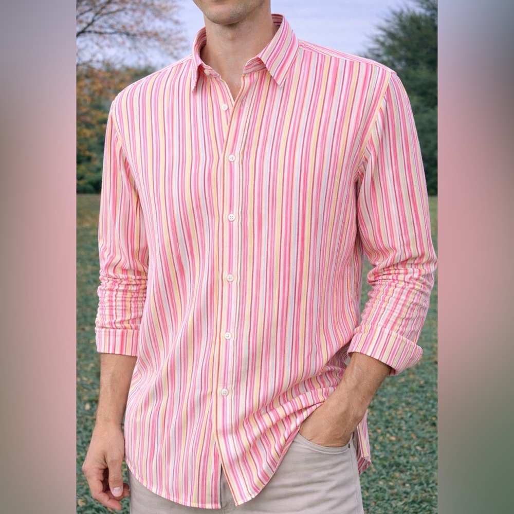 Tommy Bahama All Silk w/Hidden Floral Pattern Orange Yellow Cream Blue Mens XXL